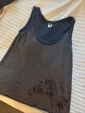 J. Crew Sleeveless Sequin-Front Tank Top - Navy